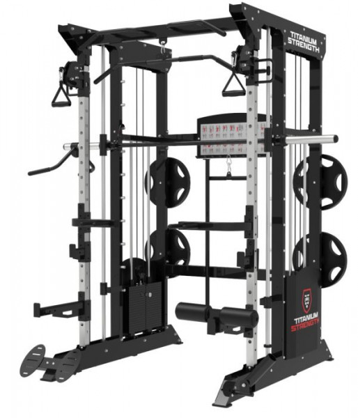 Titanium Strength Black Series B200 V2 Krafstation: Smith Maschine, Multipower, Dual Pulleys und Rac