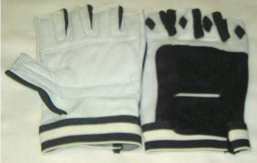 Handschuhe mit Lederrücken schwarz / weiß