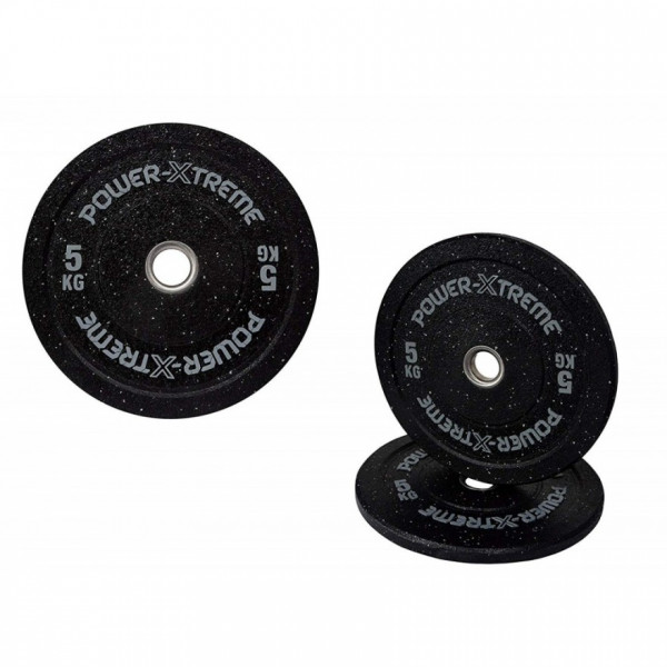 POWER-XTREME Hantelscheibe, Bumper Plate, Gummigranulat, 51mm 5 kg